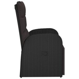 Berkfield Home Reclining Garden Chairs with Cushions 2 pcs Black Poly Rattan - thumbnail 5