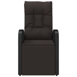 Berkfield Home Reclining Garden Chairs with Cushions 2 pcs Black Poly Rattan - thumbnail 4