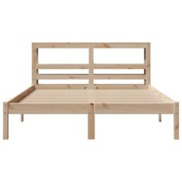 Berkfield Home Bed Frame without Mattress 160x200 cm Solid Wood Pine in Brown - thumbnail 4