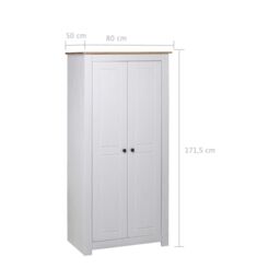 Berkfield Home Wardrobe White 80x50x171.5 cm Solid Pine Panama Range - thumbnail 6