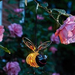 Marco Paul Pack of 4 Metal Yellow Bee Solar Powered Garden Ornament