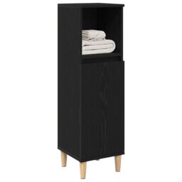 Berkfield Home Bathroom Cabinet Black Oak 30x30x100 cm Engineered Wood - Size: 30 x 30 x 100 cm - thumbnail 3