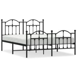 Berkfield Home Metal Bed Frame with Headboard & Footboard Black 140x190 cm - thumbnail 2