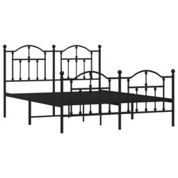 Berkfield Home Metal Bed Frame with Headboard & Footboard Black 140x190 cm - thumbnail 4