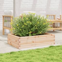 Berkfield Home Decorative Garden Planter 90x60x23 cm Solid Wood Pine in Light Brown - Size: 90 x 60 x 23 cm - thumbnail 1