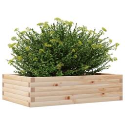 Berkfield Home Decorative Garden Planter 90x60x23 cm Solid Wood Pine in Light Brown - Size: 90 x 60 x 23 cm - thumbnail 4