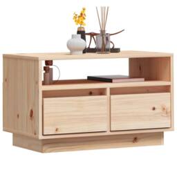 Berkfield Home TV Cabinet 60x35x37 cm Solid Wood Pine in Natural - Size: 60 x 35 x 37 cm - thumbnail 4