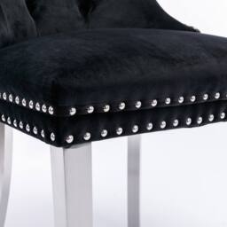 Modern Home Touch Winchester Set of 2 Velvet Upholstered Kitchen Dining Chairs with Sliver Chrome Legs in Black - Size: 2 Pack - thumbnail 9