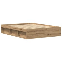 Berkfield Home Bed Frame without Mattress Artisan Oak 150x200 cm Engineered Wood in Brown - thumbnail 4