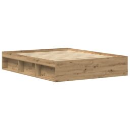 Berkfield Home Bed Frame without Mattress Artisan Oak 150x200 cm Engineered Wood in Brown - thumbnail 7
