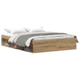 Berkfield Home Bed Frame without Mattress Artisan Oak 150x200 cm Engineered Wood in Brown - thumbnail 2