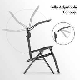 VonHaus Set of 2 Textilene Garden Zero Gravity Sun Lounger Chairs with Canopy in Grey - thumbnail 9