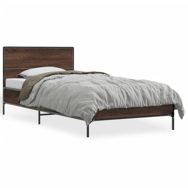 Berkfield Home Bed Frame without Mattress Brown Oak 75x190 cm Small Single - image 1