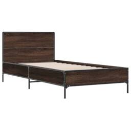 Berkfield Home Bed Frame without Mattress Brown Oak 75x190 cm Small Single - thumbnail 3