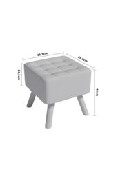 Living and Home Grey Linen Padded Wooden Leg Square Footstool - thumbnail 6