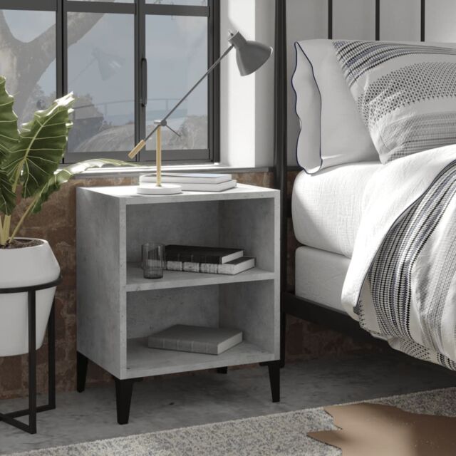 Berkfield Home Bed Cabinet with Metal Legs Concrete Grey 40x30x50 cm - Size: 40 x 30 x 50 cm - image 1