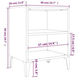 Berkfield Home Bed Cabinet with Metal Legs Concrete Grey 40x30x50 cm - Size: 40 x 30 x 50 cm - thumbnail 7