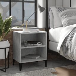 Berkfield Home Bed Cabinet with Metal Legs Concrete Grey 40x30x50 cm - Size: 40 x 30 x 50 cm