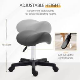 EONLION Grey Saddle Stool PU Leather - Size: 100 cm - thumbnail 3
