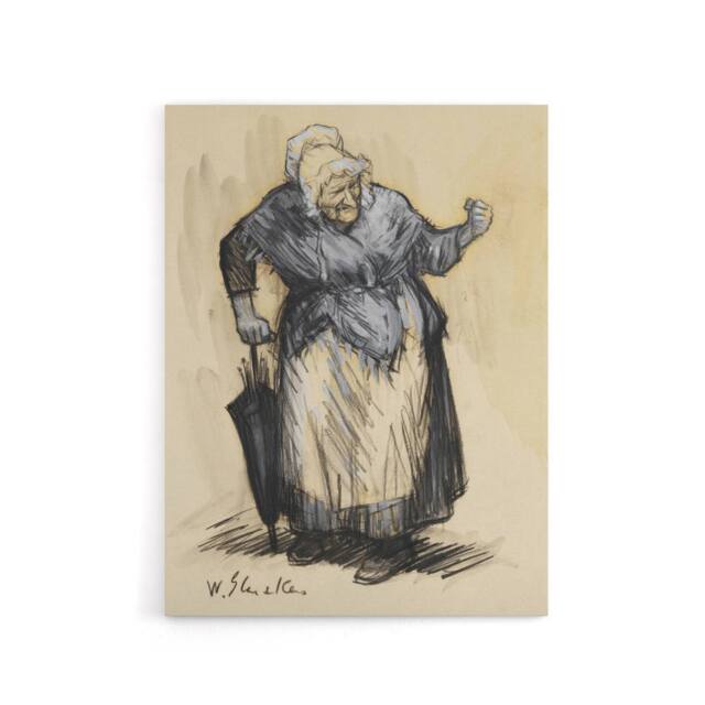 "Artery8 Angry Old Lady Sketch William James Glackens Canvas Wall Art Print in Beige - Size: W18"" x H24""" - image 1