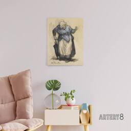 "Artery8 Angry Old Lady Sketch William James Glackens Canvas Wall Art Print in Beige - Size: W18"" x H24""" - thumbnail 3