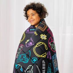OHS Kids Gaming Print Weighted Blanket 3kg Sensory Sleep Throw in Black