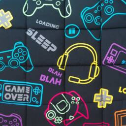 OHS Kids Gaming Print Weighted Blanket 3kg Sensory Sleep Throw in Black - thumbnail 5