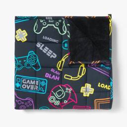 OHS Kids Gaming Print Weighted Blanket 3kg Sensory Sleep Throw in Black - thumbnail 3