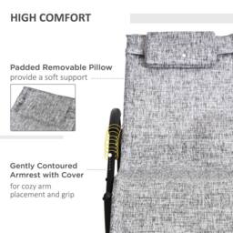 OUTSUNNY Patio Rocking Lounge Chair Zero Gravity Chaise w/ Padded Pillow in Grey - thumbnail 4