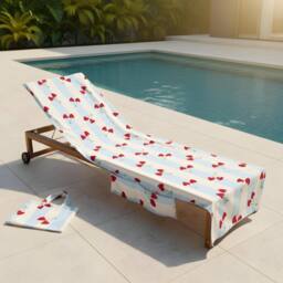 OHS Heart Cherries Beach Towel with Bag Quick Dry Absorbent Travel Spa in Baby Blue