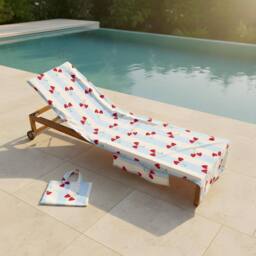 OHS Heart Cherries Beach Towel with Bag Quick Dry Absorbent Travel Spa in Baby Blue - thumbnail 2