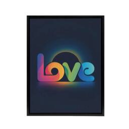 "Artery8 Love Colourful Typography Retro Solar Eclipse Framed Canvas Art Print in Blue - Size: W12"" x H16""" - thumbnail 1