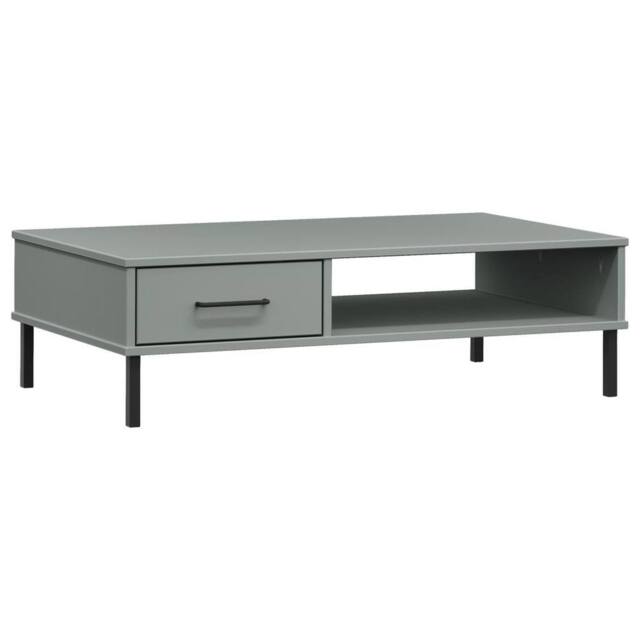 Berkfield Home Coffee Table with Metal Legs Grey Solid Wood Pine OSLO - image 1
