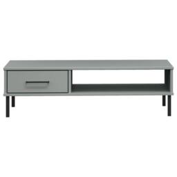 Berkfield Home Coffee Table with Metal Legs Grey Solid Wood Pine OSLO - thumbnail 4