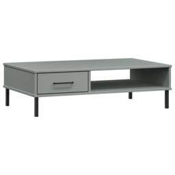 Berkfield Home Coffee Table with Metal Legs Grey Solid Wood Pine OSLO - thumbnail 1