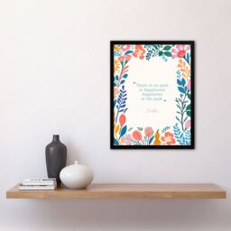 Artery8 Wall Art Print Happiness is the Path Buddhist Mindfulness Quote Floral Framed - Size: A4 - thumbnail 4