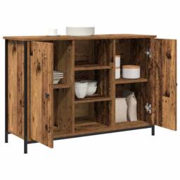 Berkfield Home Sideboard Old Wood 100x35x70 cm Engineered Wood & Steel in Brown - Size: 100 x 35 x 70 cm - thumbnail 1