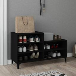 Berkfield Home Shoe Cabinet Black 102x36x60 cm Engineered Wood - Size: 102 x 36 x 60 cm - thumbnail 2