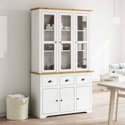 "Berkfield Home Highborad ""BODO"" White & Brown 115.5x43x200.5cm Solid Wood Pine - Size: 115.5x43x200.5 cm" - thumbnail 2