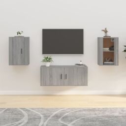 Berkfield Home Wall Mounted TV Cabinets 2 pcs Grey Sonoma 40x34.5x60 cm - thumbnail 1