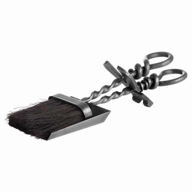 Lemon Pavilion Furniture and Decor Hearth Tidy Set with Hand Turned Loop Handle - L10 x W14 x H37 cm in Grey