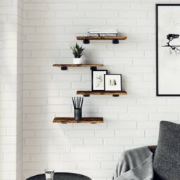 Berkfield Home Wall Shelves 4 pcs Smoked Oak 40x20x1.5 cm Engineered Wood in Brown - thumbnail 3