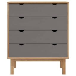 Berkfield Home Drawer Cabinet OTTA Brown&Grey 76.5x39.5x90cm Solid Wood Pine in Grey - Size: 76.5x39.5x90 cm - thumbnail 3