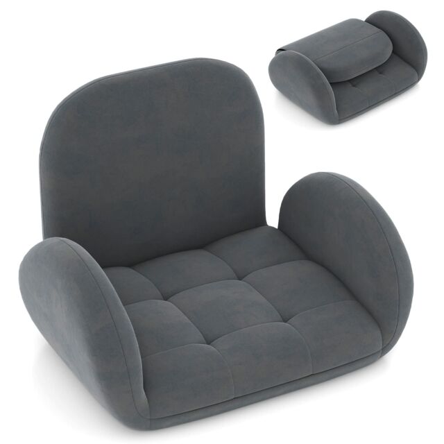Gymax Floor Game Chair Folding Lazy Sofa With Adjustable Backrest & Armrests in Grey - image 1