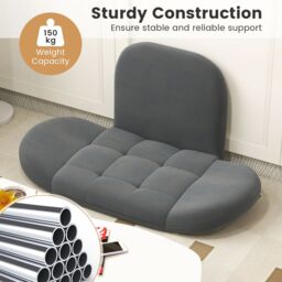 Gymax Floor Game Chair Folding Lazy Sofa With Adjustable Backrest & Armrests in Grey - thumbnail 4