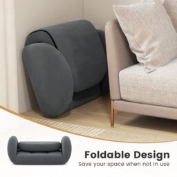 Gymax Floor Game Chair Folding Lazy Sofa With Adjustable Backrest & Armrests in Grey - thumbnail 5