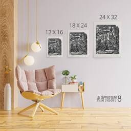 "Artery8 Winter in Hampden Black White Landscape Nash Canvas Wall Art Print - Size: W12"" x H16""" - thumbnail 4