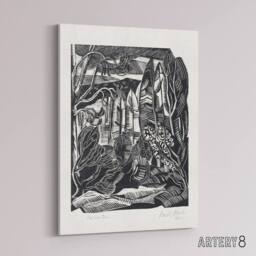 "Artery8 Winter in Hampden Black White Landscape Nash Canvas Wall Art Print - Size: W12"" x H16""" - thumbnail 2