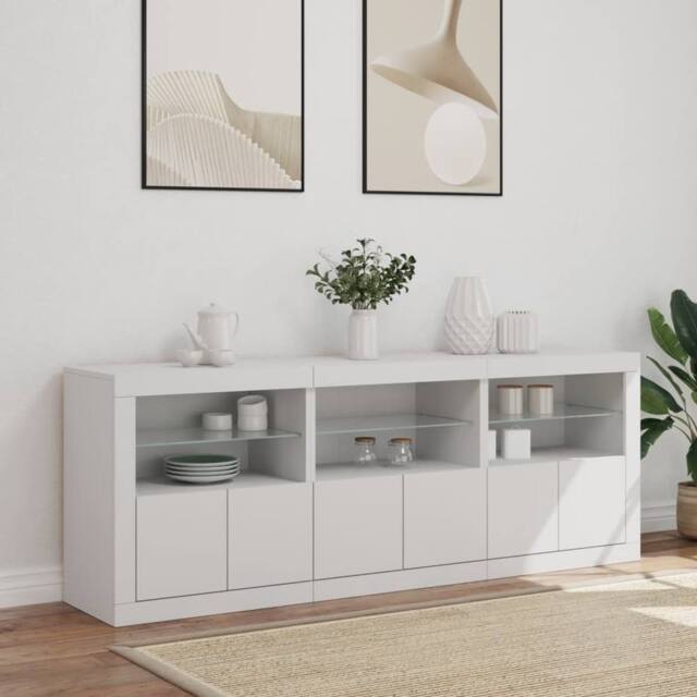 Berkfield Home Sideboard with LED Lights White 181.5x37x67 cm - image 1