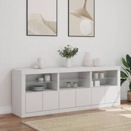 Berkfield Home Sideboard with LED Lights White 181.5x37x67 cm - thumbnail 1